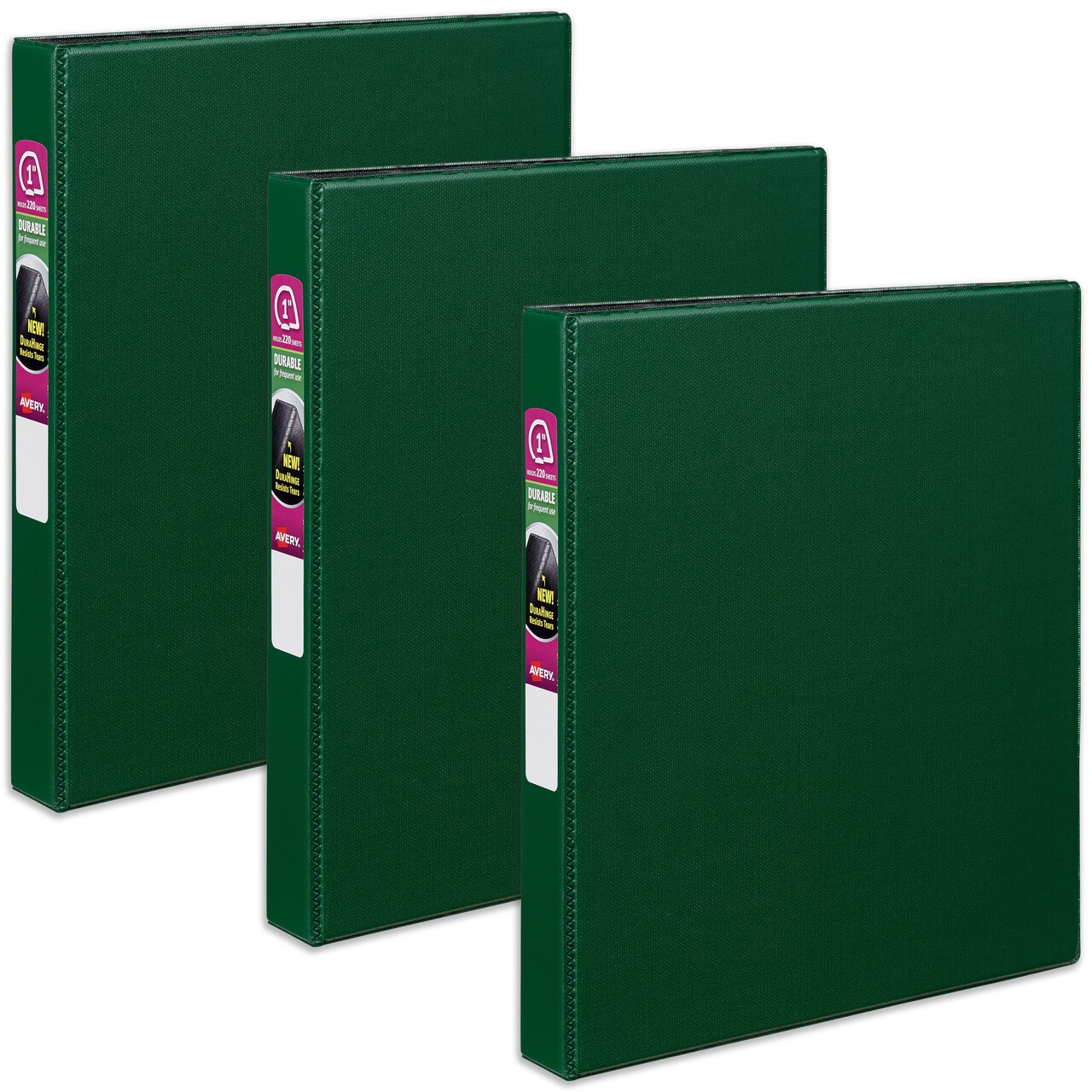 Avery Durable 3 Ring Binder, 1 Inch Slant Rings, 3 Green Binders (27253)